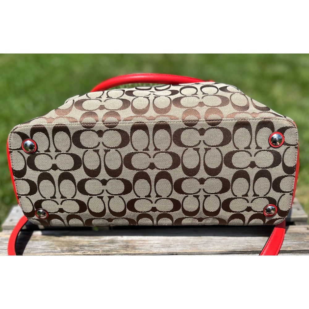 Coach Christie Carryall Tote Handbag Signature Canvas Leather Crossbody F36376 - Picture 11 of 16